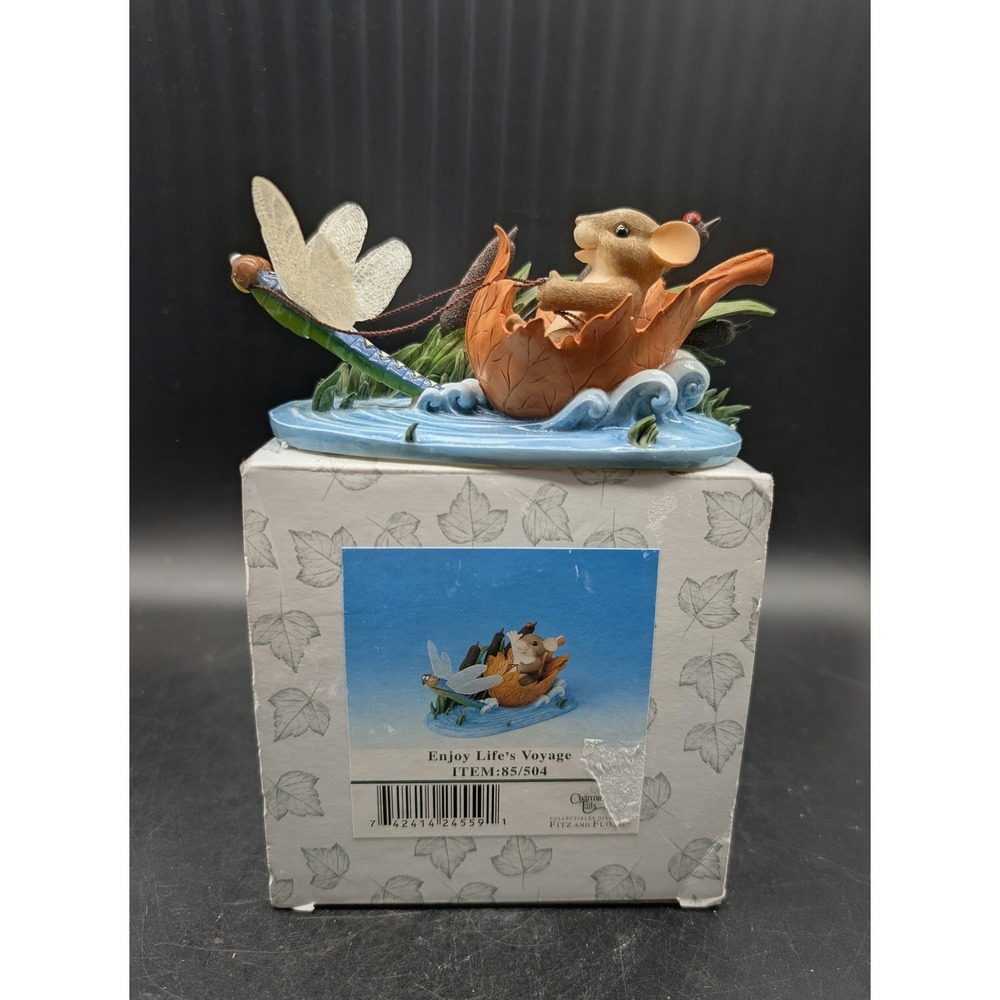 Fitz and Floyd Charming Tails Enjoy Life Voyage Mouse Dragonfly Figurine 85-504